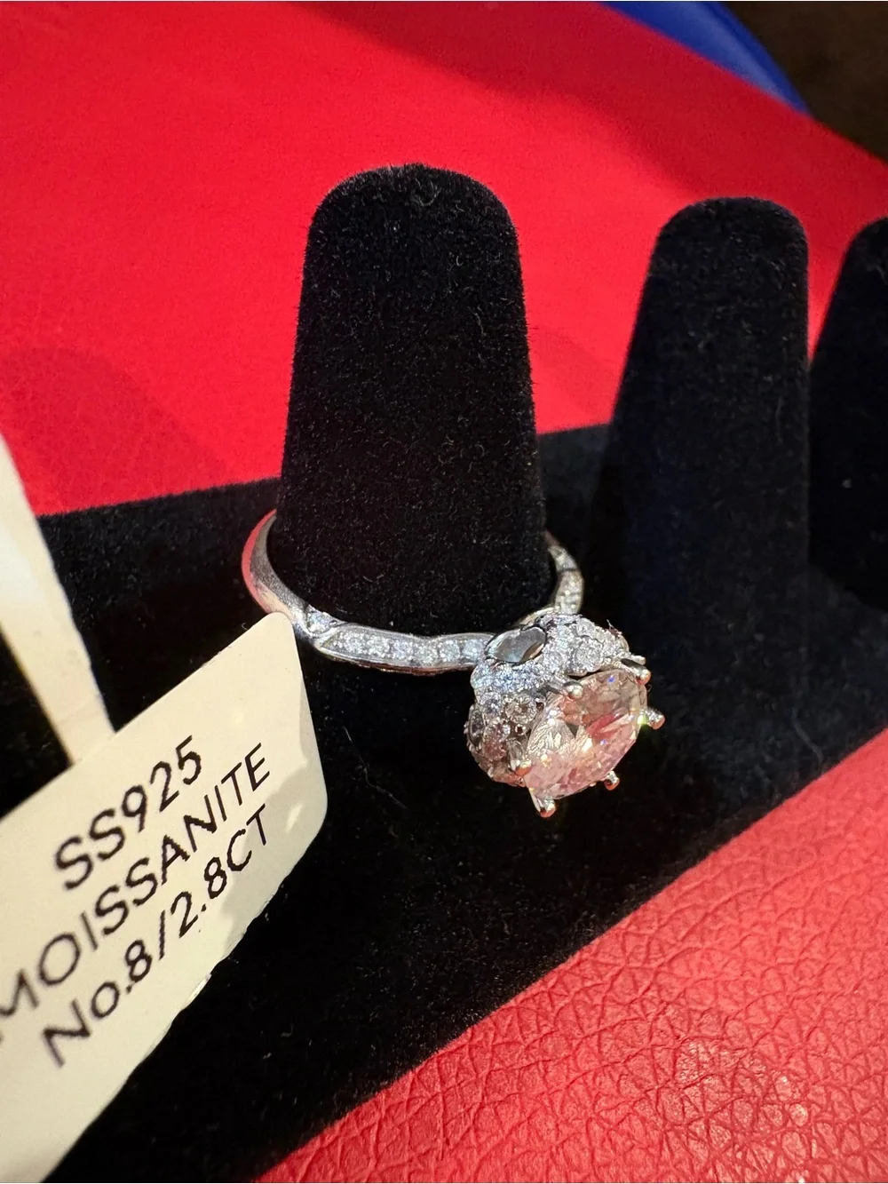 Sterling Silver Moissanite Halo Ring - Clear